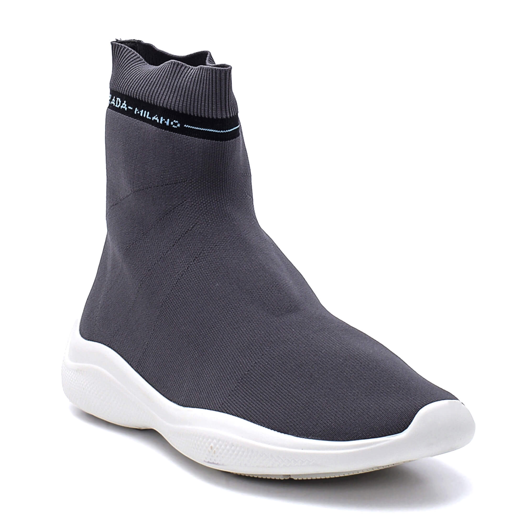 Prada - Grey Fabric Rubber Sole Sock Sneakers